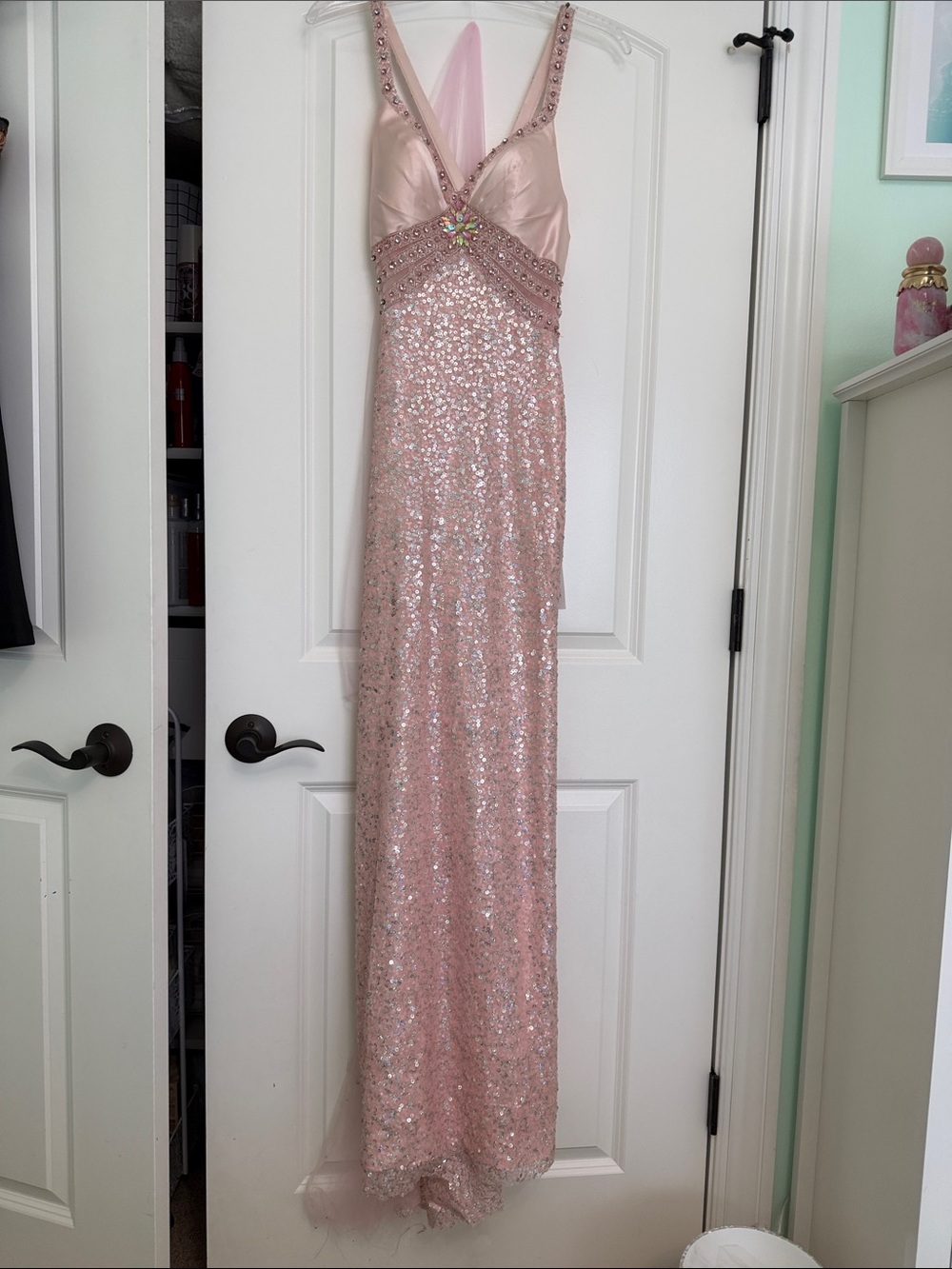 Jasz Couture Pink Sequin Evening Gown